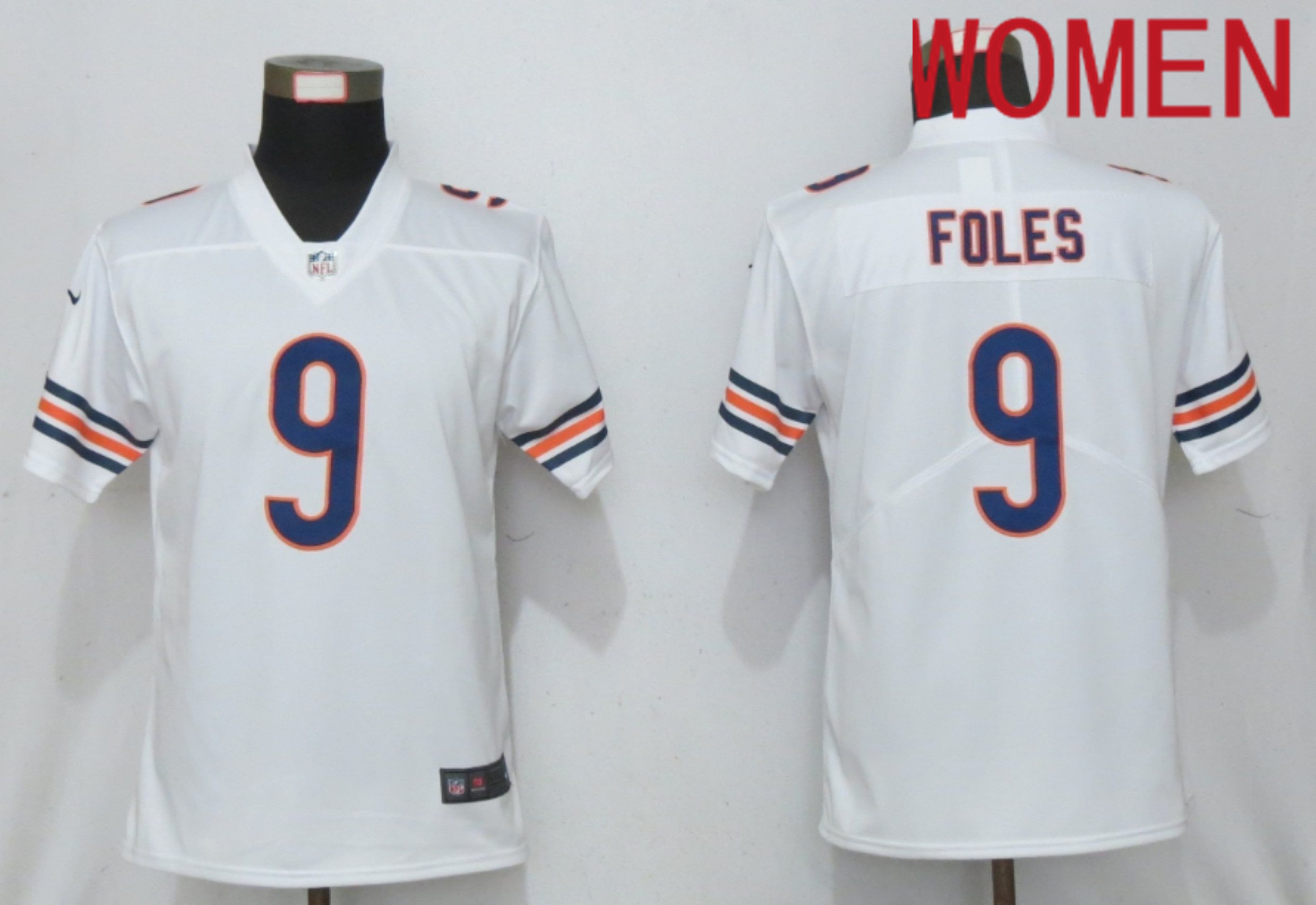 Women Chicago Bears 9 Foles Nike White Alternate Vapor Elite Playe NFL Jersey